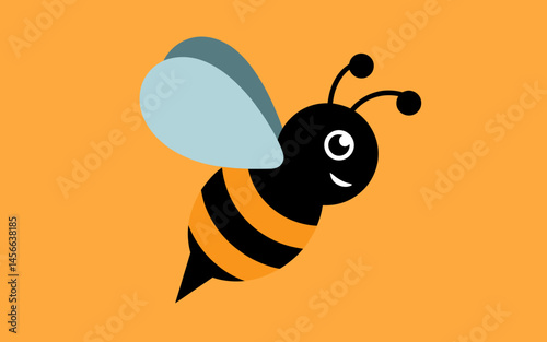 Cute Cartoon Bee Flying Vector Illustration Design