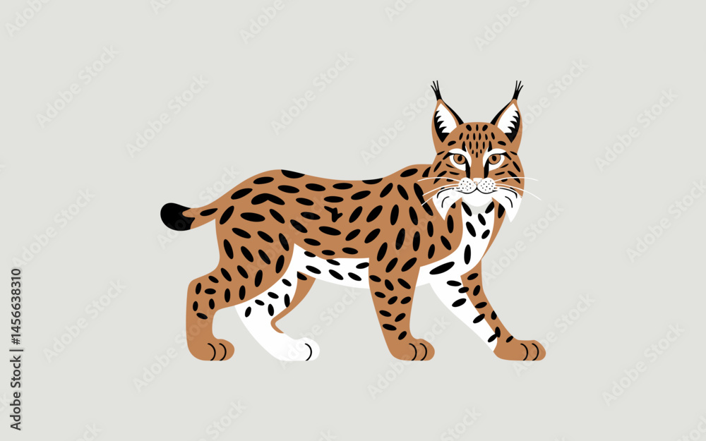 Fototapeta premium Cartoon Bobcat Illustration Vector Image for Print Design