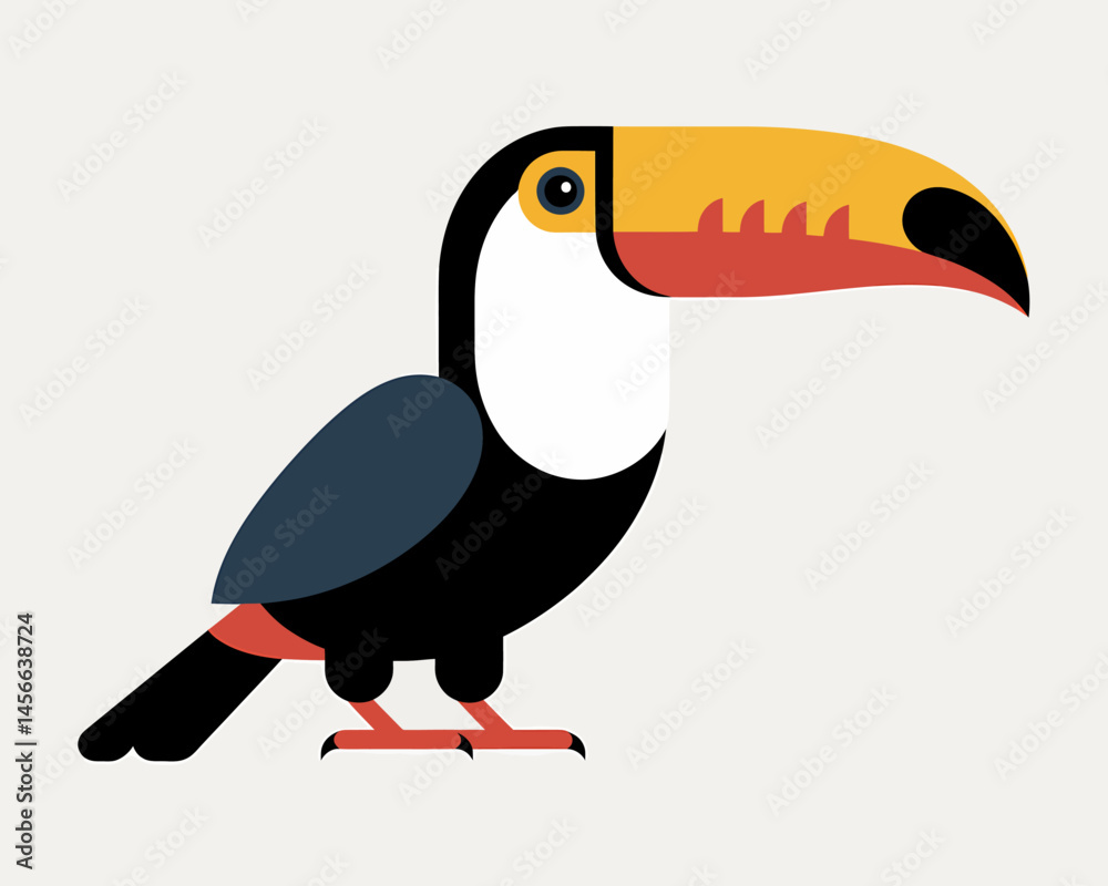 Obraz premium Vibrant Toucan Graphic Illustration with Bold Colors and Simple Design