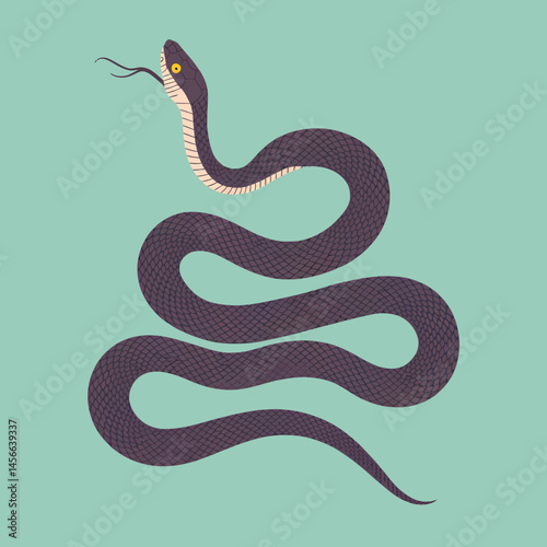 Elegant Isolated Snake Vector Illustration on Aqua Background