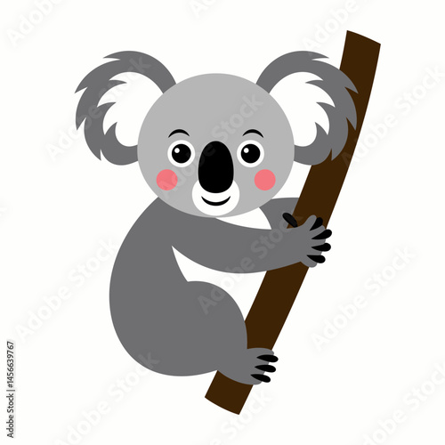 Cute Koala Cartoon Vector Illustration Isolated On White Background