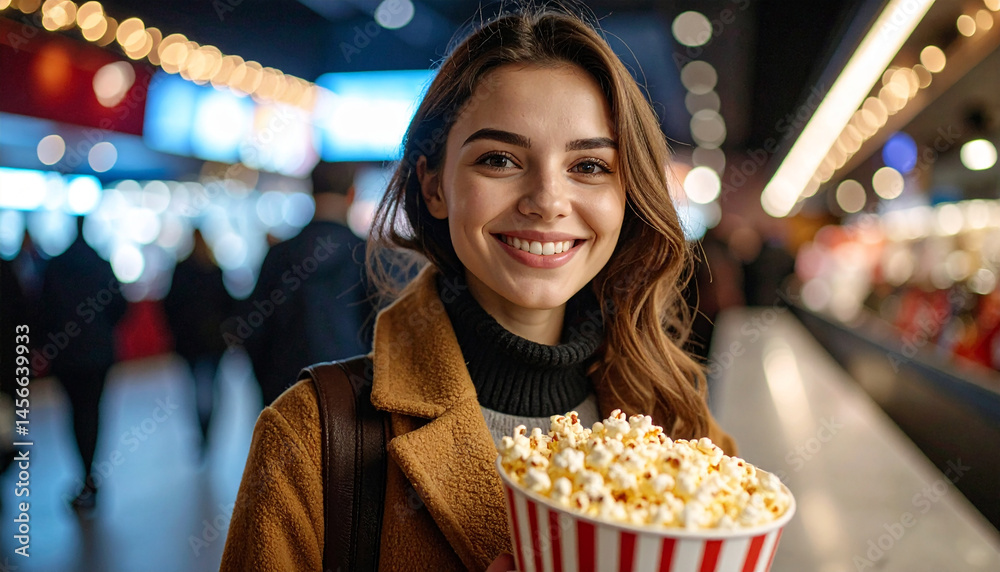 Frau mit Popcorn