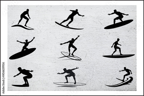 Ride the Wave, Silhouette Surfer, Catch the Surf, Ocean Glide, Surfer in Motion, Minimal Surf, Balance on Board, Wave Warrior, Surf Simplicity, The Lone Surfer