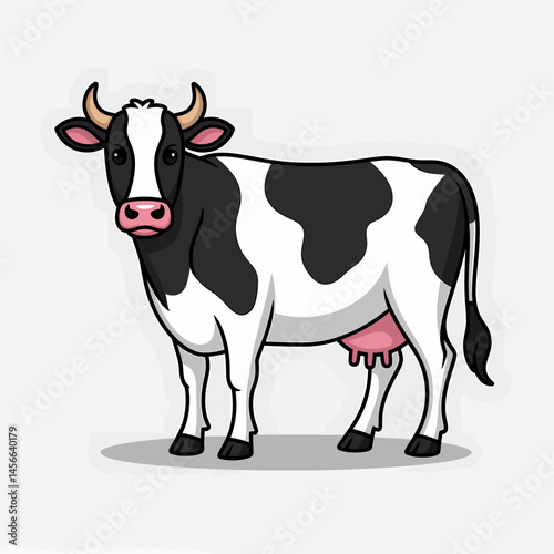 Cartoon Spotted Cow Illustration Isolated on White Background