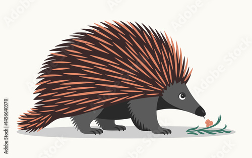 Cartoon Echidna Foraging Cute Australian Animal Illustration