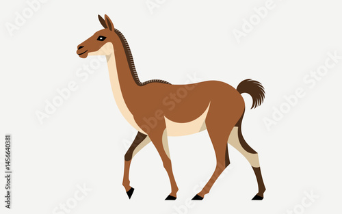 Cartoon Guanaco Illustration Cute South American Camelid Wildlife Art