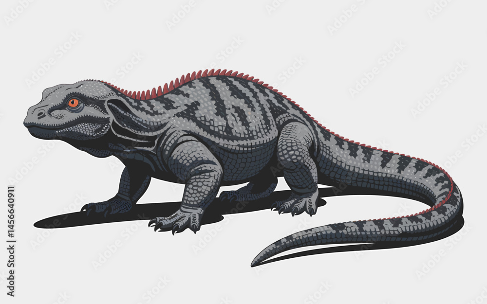 Fototapeta premium Artistic Pixelated Lizard Illustration Reptile Gray Scale Theme