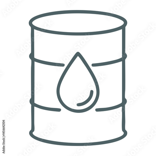 Vector icon of oil barrel container with droplet symbol.