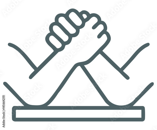 Vector outline of two hands arm wrestling in competition pose.