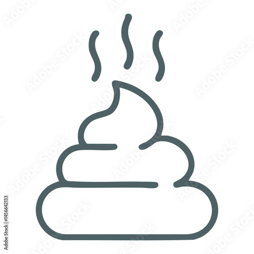 Funny vector icon of poop with smell lines in outline style.