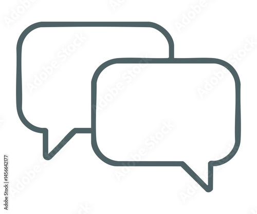 Two overlapping chat bubbles in simple outline vector style.