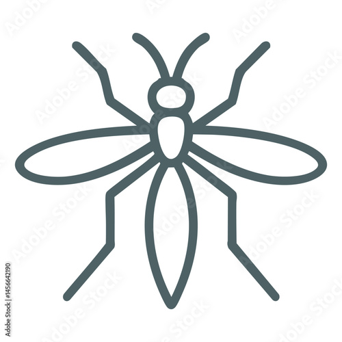Minimal vector mosquito outline with wings and antennae.