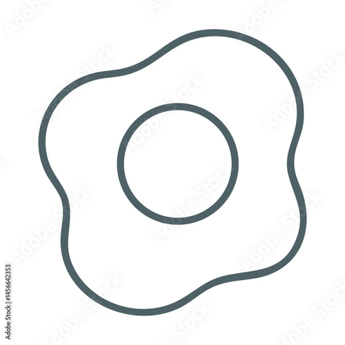 Single fried egg with yolk in clean outlined vector design.