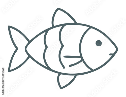 Outlined fish in swimming position in vector format.
