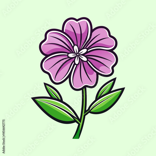 A Vibrant Purple Flower with Lush Green Leaves Blooming in Springtime