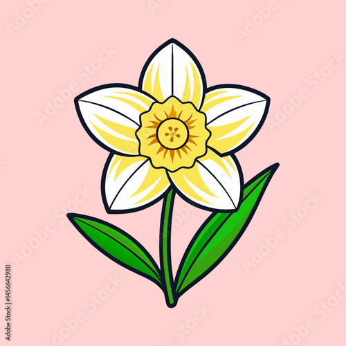 A Delightful Illustration of a Single Daffodil Flower Blooming Gracefully
