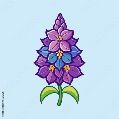 Stunning Purple and Blue Flower Illustration Vibrant Bloom Botanical Design Artistic Floral Artwork Nature Inspired Graphic Digital Painting