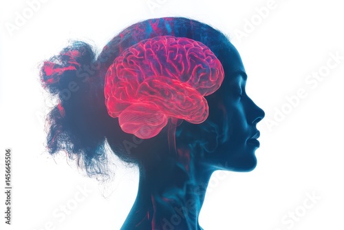 Women's mental health and brain fog concept art