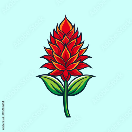 Vibrant Red Tropical Flower Illustration Botanical Design Element