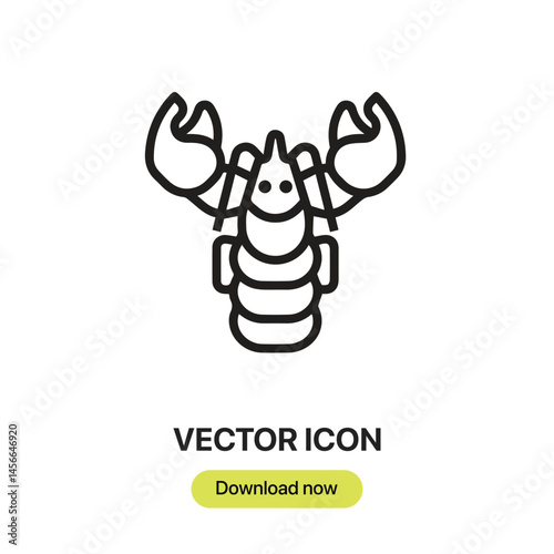 Lobster icon vector. Linear-style sign for mobile concept and web design. Lobster symbol illustration. Pixel vector graphics - Vector.	
