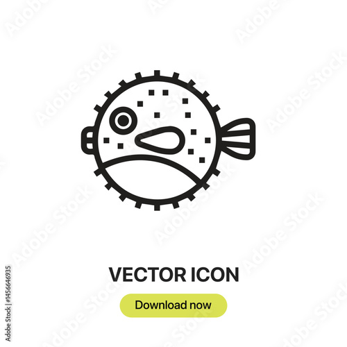 Puffer Fish icon vector. Linear-style sign for mobile concept and web design. Puffer Fish symbol illustration. Pixel vector graphics - Vector.	