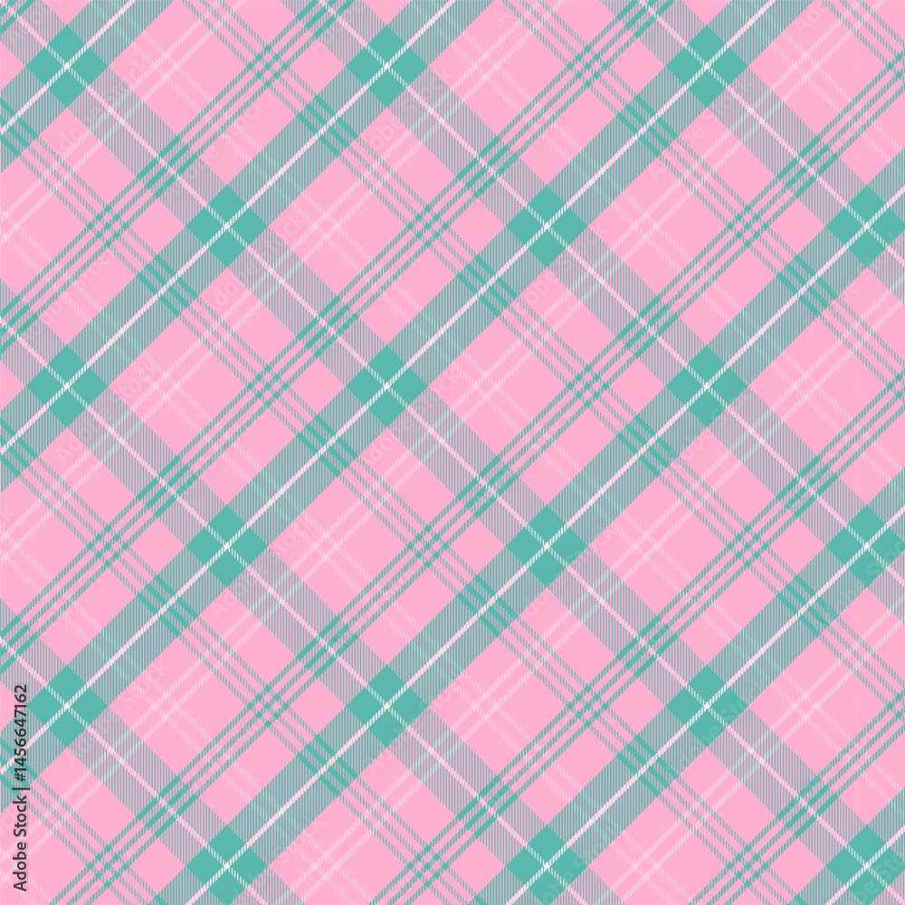 Plaid pattern with twill weave in pink and green.Tartan check seamless pattern.Vector illustration geometric background for fabric and prints. Plaid pattern with twill weave in pink and green.Tartan check seamless pattern.Vector illustration geometric background for fabric and prints.