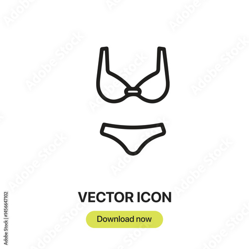 Bikini icon vector. Linear-style sign for mobile concept and web design. Bikini symbol illustration. Pixel vector graphics - Vector.	