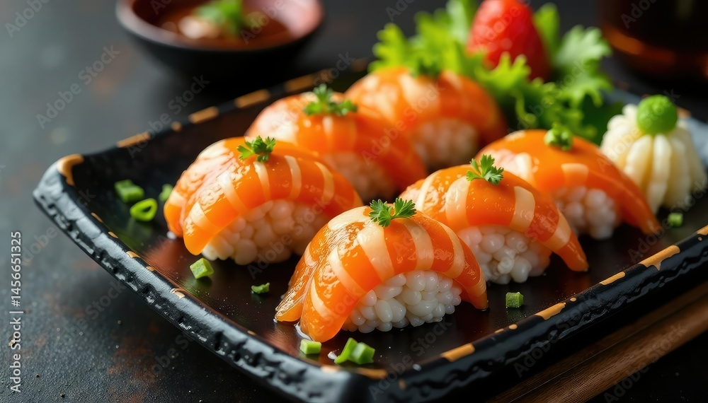 Colorful sushi platter, soy sauce, wasabi, ginger , asia, cuisine Colorful sushi platter, soy sauce, wasabi, ginger , asia, cuisine