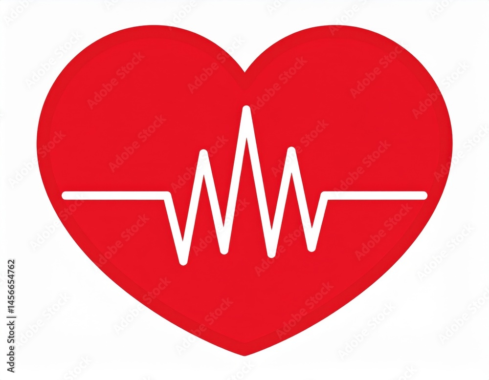Red Heart Symbol With Cardiogram Red Heart Symbol With Cardiogram