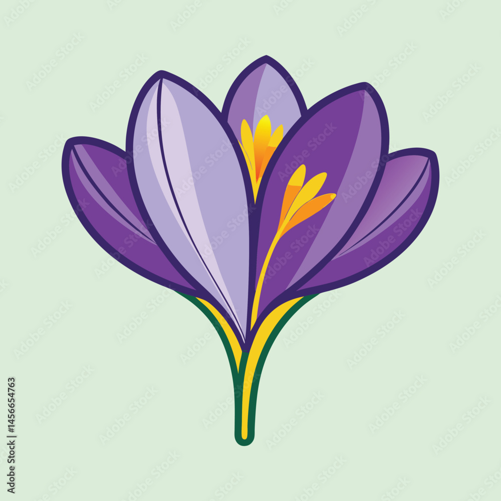 Naklejka premium Vibrant Purple Crocus Flower Illustration Spring Blossom Nature Graphic Design
