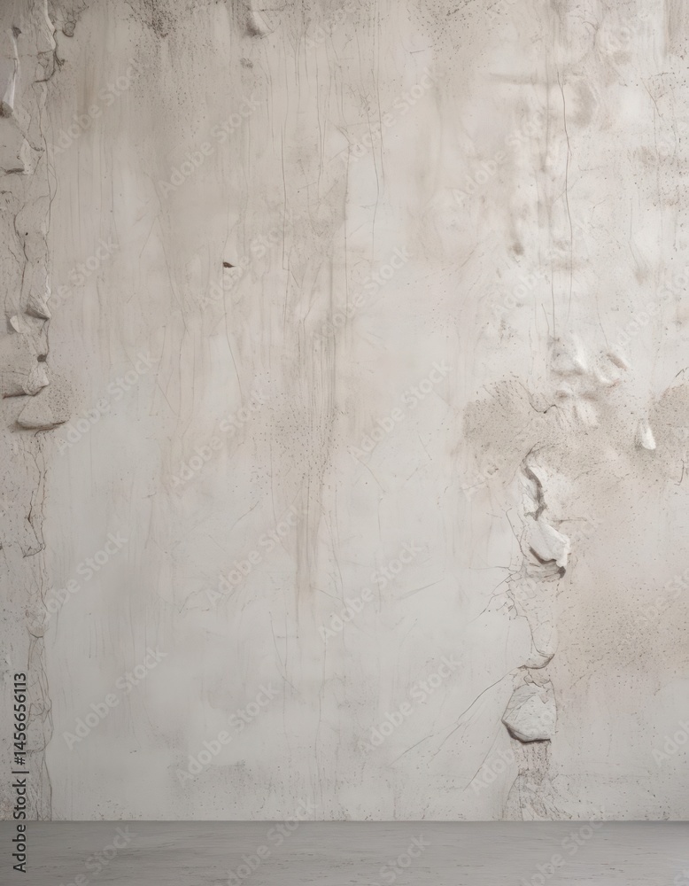 Fototapeta premium Rough, textured white concrete wall A rustic plaster backdrop , monochrome, minimalist, old