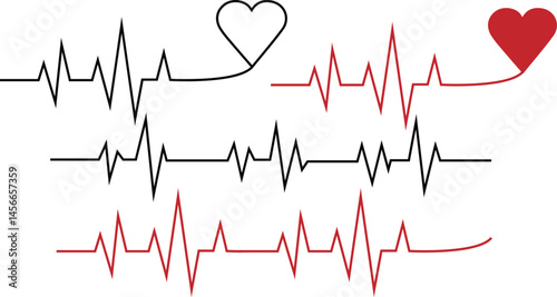 heartbeat icon, heart pulse vector, heartbeat line illustration, ECG line icon, heartbeat clipart, heart pulse graphic