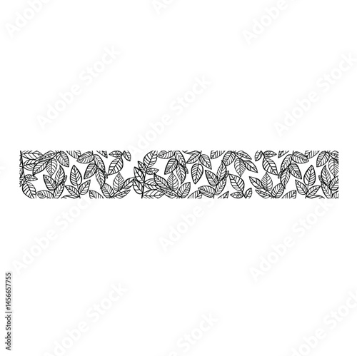 border leaves doodle black and white illustration hand drawn vector