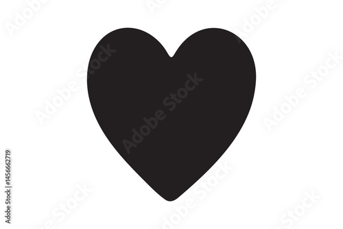 Minimalist love heart silhouette icon black outline on white background
