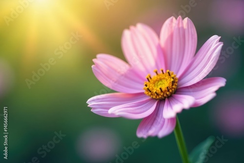Single flower with delicate texture and light, colorful flowers, petals