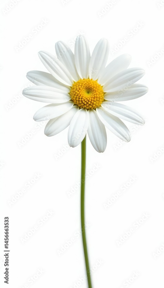 Single white daisy isolated on white background, flower, petals Single white daisy isolated on white background, flower, petals