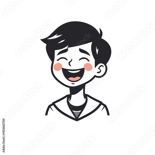 Happy cartoon boy face illustration with big smile and rosy cheeks