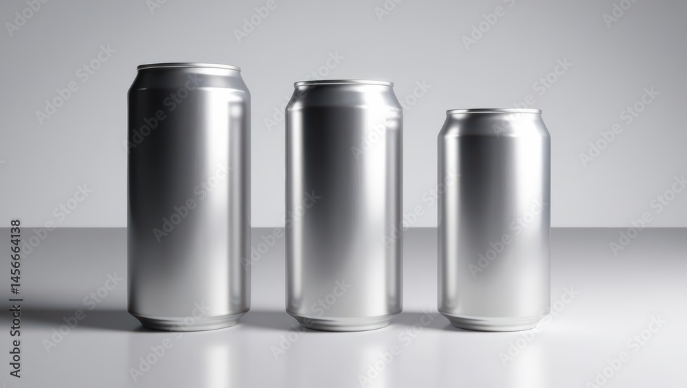 Group of Matte Silver Cans Group of Matte Silver Cans