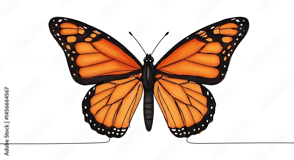Fototapeta premium Orange Butterfly on White Background