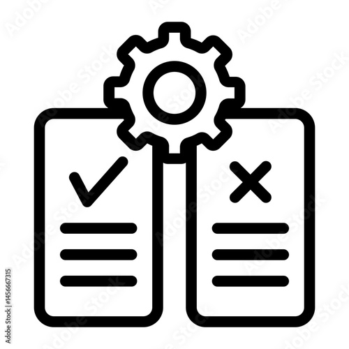 Checklist with gear representing software testing or validation.