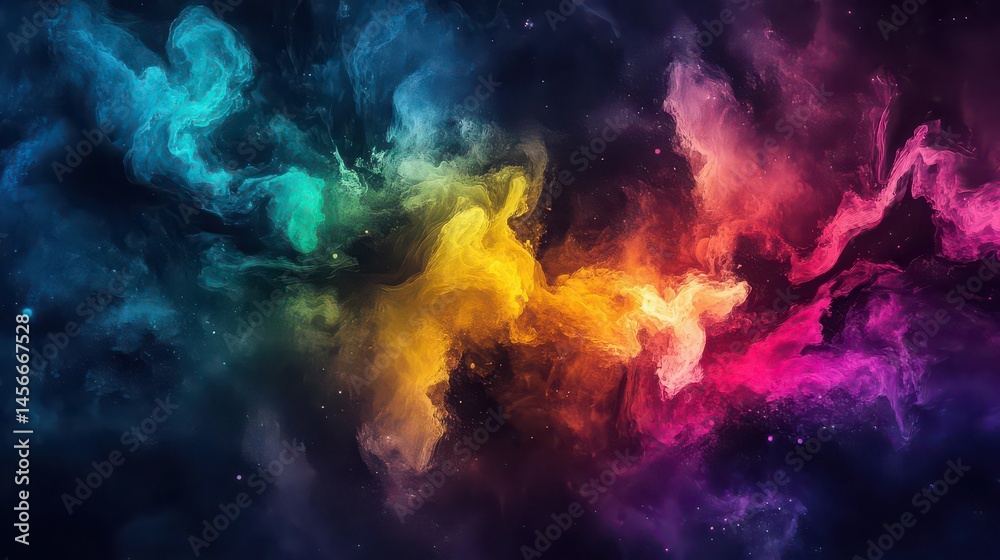Fototapeta premium Color waves pulsing in and out of a dark background.