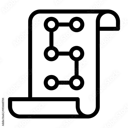 Scroll paper with network nodes symbolizing smart contracts or data flow.