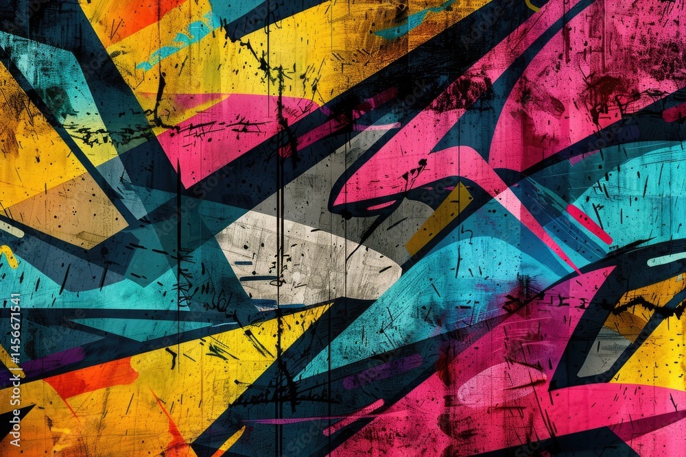 Fototapeta premium Picture abstract of painting rustic color on wall or paper canvas in modern lines style. Contemporary vibrant rough graffiti with vividness of splash in seamless pattern express creativity idea.AIG61.