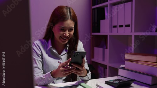 a businesswoman works late into the night because she has to deal with important contract documents that ned to be presented tomorrow, one of the employees worked overtime