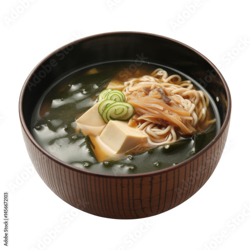 Traditional Miso Soup with Tofu and Noodles
