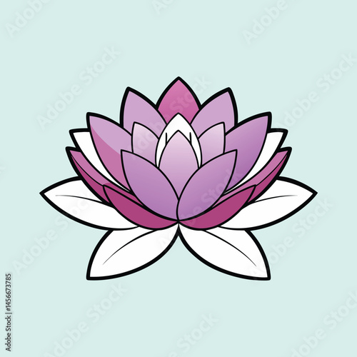 Beautiful Purple and White Lotus Flower Illustration Peaceful Serenity Nature Blossom