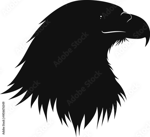 Majestic Black Eagle Head Silhouette, Black Eagle Head Silhouette Vector Illustration for Logo or Tattoo


