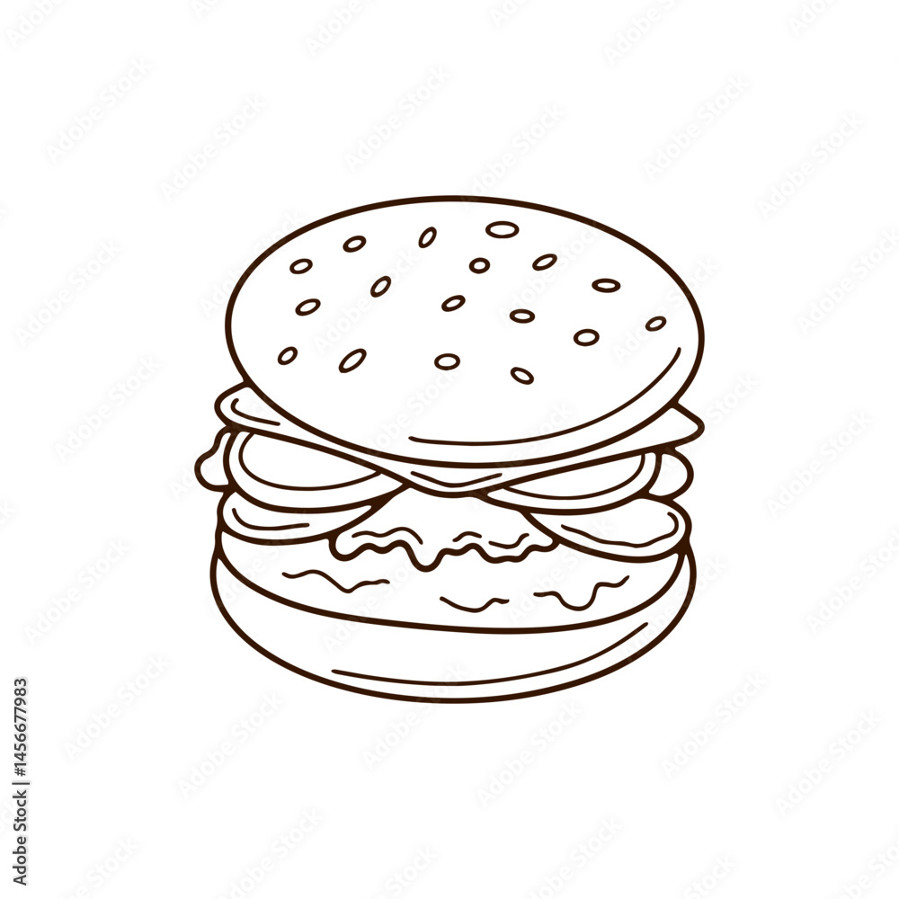 Line Art Of a National Burger Day Line Art Of a National Burger Day