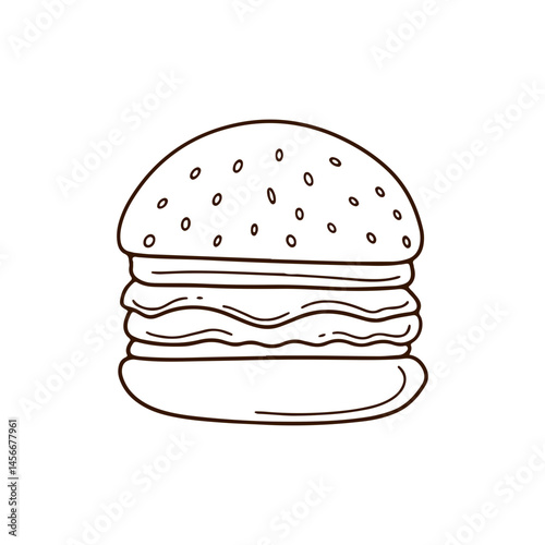Line Art Of  a National Burger Day