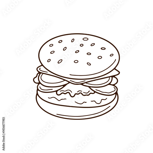 Line Art Of  a National Burger Day